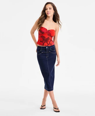 Bar Iii Women's Denim Midi Skirt, Exclusively at Macy's
