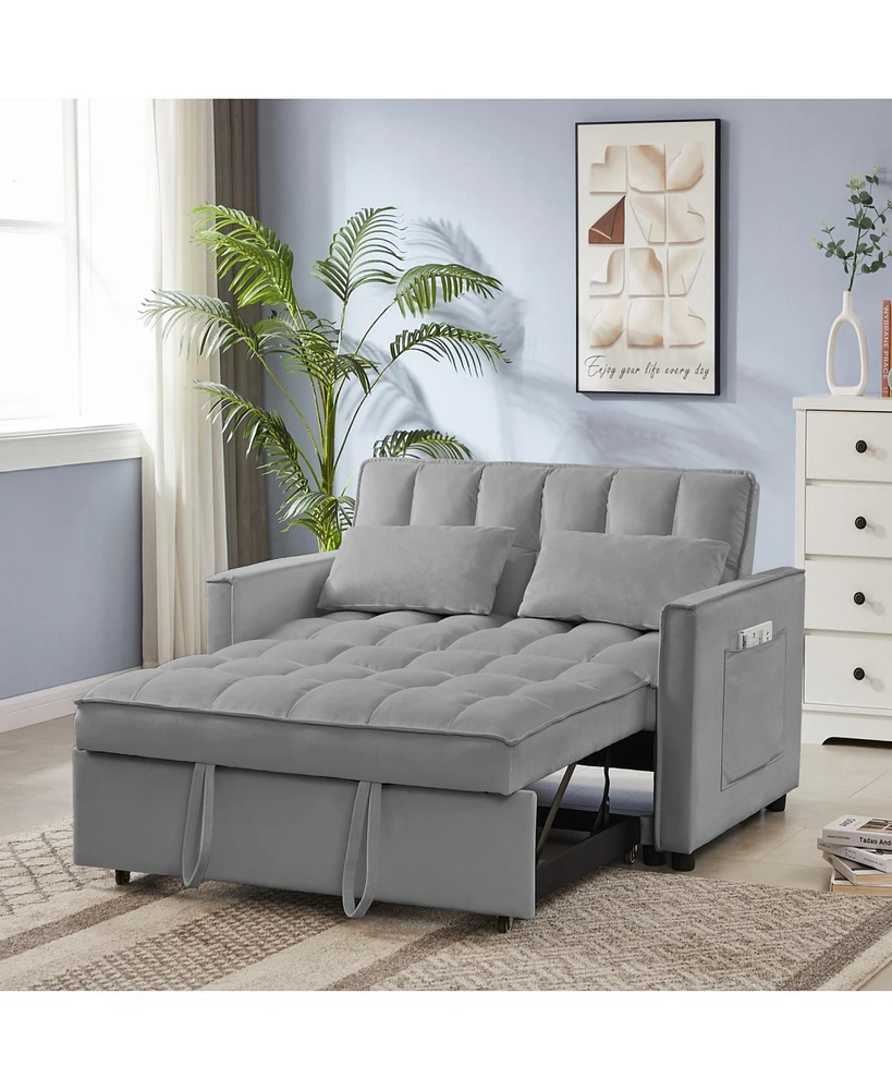New Grey Velvet Loveseat Sofa Bed (7cm legs)