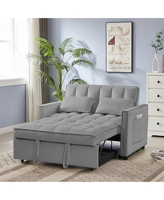 New Grey Velvet Loveseat Sofa Bed (7cm legs)
