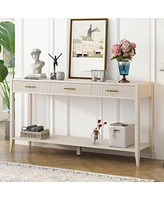 High-Quality Entryway Console Table with Vertical Stripe Drawers, Long Legs,Suitable for Entryway, Hallway, Living Room, Foyer