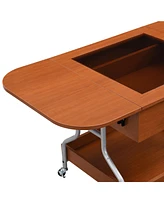 Folding Coffee Table with Storage and Wheels