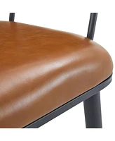 Indoor Upholstered Dining Chair With Metal Legs (Set of 2),Brown