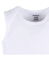 Gerber Baby Unisex White Sleeveless Onesies Bodysuits, 5-Pack