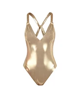 Sunshine 79 Women's Glitz And Gold V-Plunge One Piece