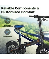 Electric Bike for Adults, 16' Folding Electric Bike Mini V2 with 350W Motor, 36V 7.5Ah Removable Battery, 15.5 mph, Ultra-Light Electric Bikes for Com