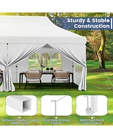 10 x 20 Ft Pop up Canopy with 6 Sidewalls and Windows and Carrying Bag for Party Wedding Picnic-White