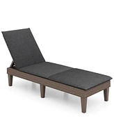 Patio Lounge Outdoor Recliner Chair with Cushion 3-Position Adjustable Backrest-Gray