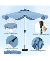 9 Ft Patio Umbrella with Crank Handle and Push Button Tilt-Navy