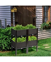 Set of 4 Elevated Flower Vegetable Grow Planter Box