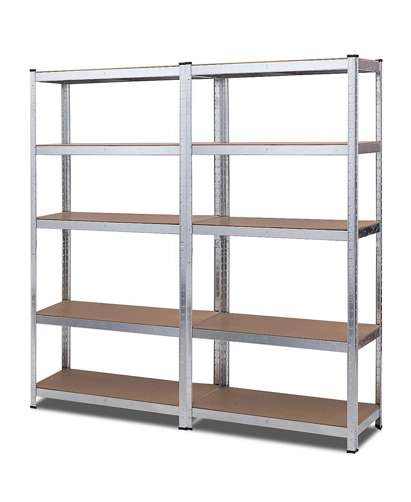 2 Pieces 5-Tier Metal Storage Shelves with Adjustable Shelves