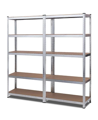 2 Pieces 5-Tier Metal Storage Shelves with Adjustable Shelves