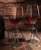 The Wine Savant Skeleton Stemmed Wine Glasses, Set of 2
