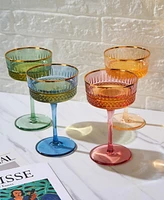 The Wine Savant Khen Pastel Muted Goblet Cocktail Glasses, Set of 4
