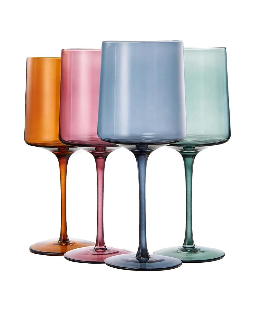 The Wine Savant Khen Pastel Muted Square Wine Glasses, Set of 4