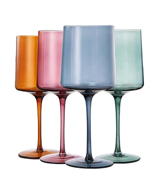 The Wine Savant Khen Pastel Muted Square Wine Glasses, Set of 4