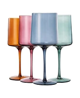 The Wine Savant Khen Pastel Muted Square Wine Glasses, Set of 4