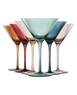 The Wine Savant Classic Art Deco Pastel Muted Martini Glasses, Set of 6