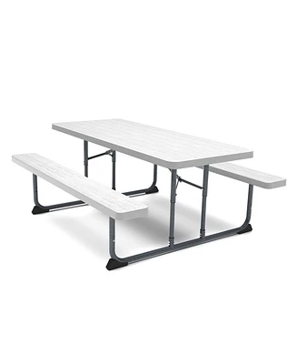 Skonyon 4.5ft Picnic Table with 2 Benches Heavy-Duty Table for 4-6 Person