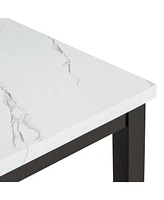 Faux Marble 5-Piece Dining Set Table with 4 Thicken Cushion Chairs Home Furniture, White/Light Gray+Black