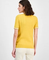 Tommy Hilfiger Women's Tipped Short-Sleeve Sweater