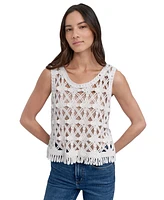Dkny Jeans Women's Crochet Scoop-Neck Cotton Top