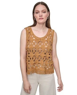 Dkny Jeans Women's Crochet Scoop-Neck Cotton Top