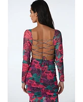 Bebe Women's Mesh Open Back Midi Dress
