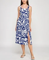 Trixxi Juniors' Printed Square-Neck Sleeveless Midi Dress