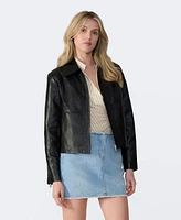 Furniq Uk Women's Classic Leather Jacket, Created for Macy's