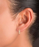 Cubic Zirconia Huggie Hoop Earrings Sterling Silver