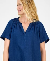Style & Co Petite Ruffle-Trim Cotton Top, Exclusively at Macy's