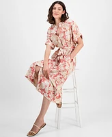 Nautica Jeans Women's Short-Sleeve Belted Mid Dress