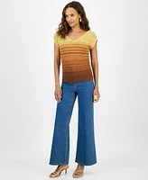 I.n.c International Concepts Petite Knit Ombre Stripe Top