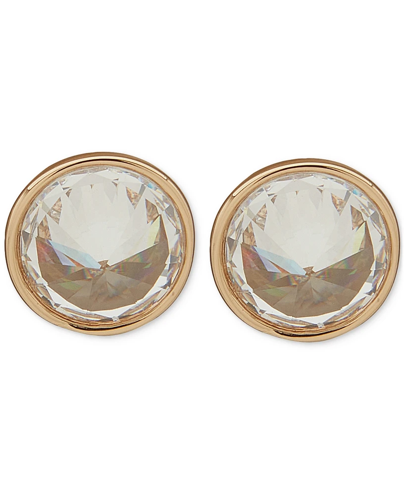 Dkny Gold-Tone Crystal Spike Stone Bezel Stud Earrings