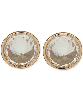 Dkny Gold-Tone Crystal Spike Stone Bezel Stud Earrings