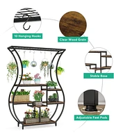 Tribesigns 6-Tier Plant Stand, 70.9 Inch Tall Plant Shelf with 10 Hanging Hooks, Vase Shape Ladder Plant Stand, Multi-Purpose Plant Display Rack for I