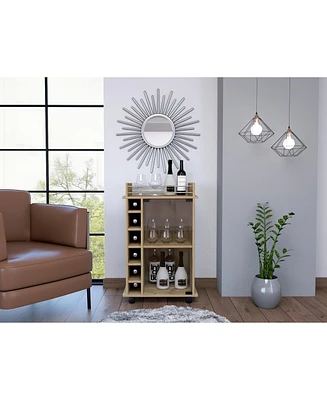 Savannah 6-Bottle 3-Shelf Bar Cart Light Oak