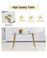 Modern Glass Dining Table, Golden Legs, 51" Kitchen/Living Room