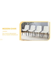 Dining Chair Set - 4 Piece, White/Gray, Extended Seat