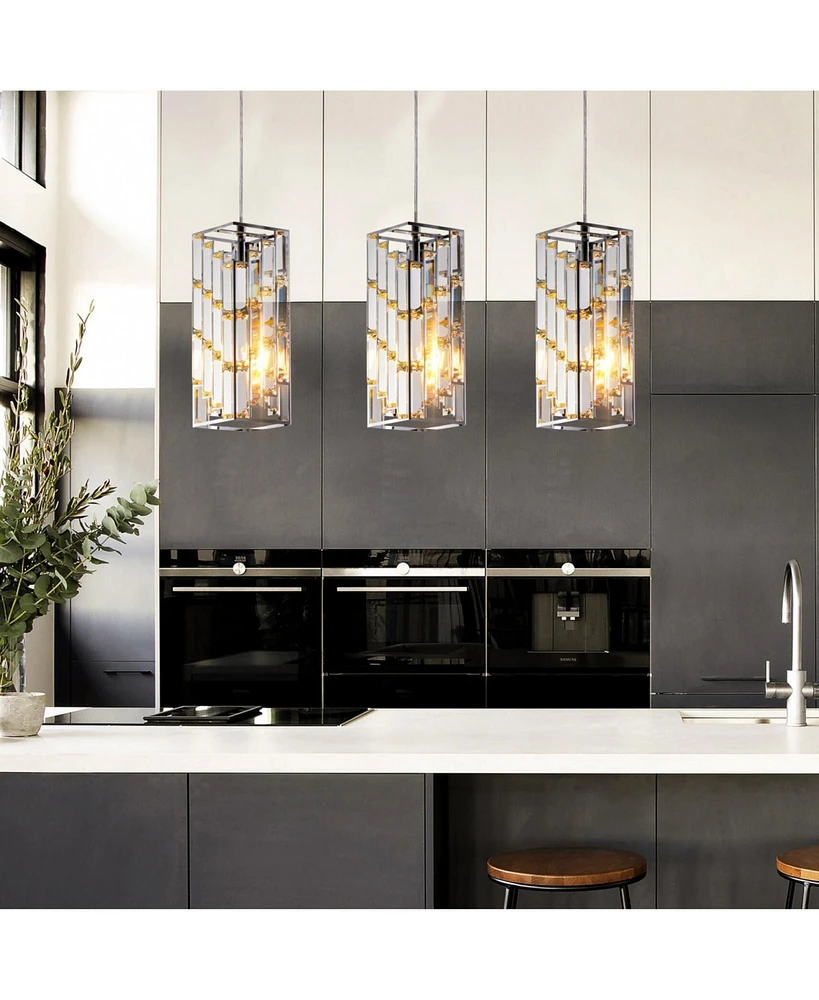 Modern Crystal Pendant Light - 3 Pack, Adjustable Hanging Lamp