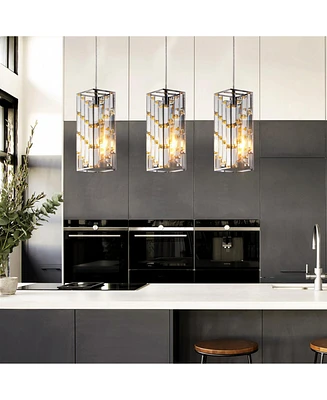Modern Crystal Pendant Light - 3 Pack, Adjustable Hanging Lamp