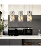 Modern Crystal Pendant Light - 3 Pack, Adjustable Hanging Lamp