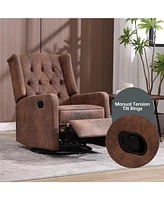 Rocking Recliner Chair,360 Degree Swivel Nursery Rocking Chair, Glider Chair, Modern Small Rocking Swivel Recliner Chair for Bedroom