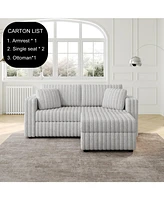 75.6" Modular Sofa w/ Lift & Ottoman. Light Gray.