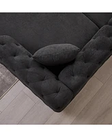 126-inch Modern Style Chenille Three Piece Sofa, Pull Point Design U-shaped Sofa two Chaise Longue Seats, two Pillows and Plastic Feet, Suitable for L