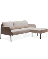Cozy 3-Seater L-Shape Sofa with Ottoman, Polyester Fabric for Small Spaces