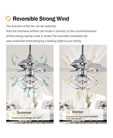 52" Dual Wood 5-Blade Crystal Ceiling Fan with Remote