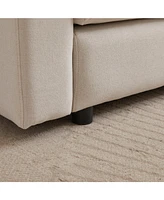 Cozy L-Shaped Sofa: Ottoman, 3 Cushions, 3 Pillows