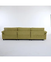 Modular Corduroy Sofa with Movable Ottoman: Comfy L-Shaped Upholstery with Sleeper