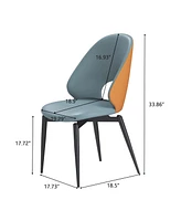 Set of 2 Modern Pu Leather Dining Chairs (Orange & Grey)
